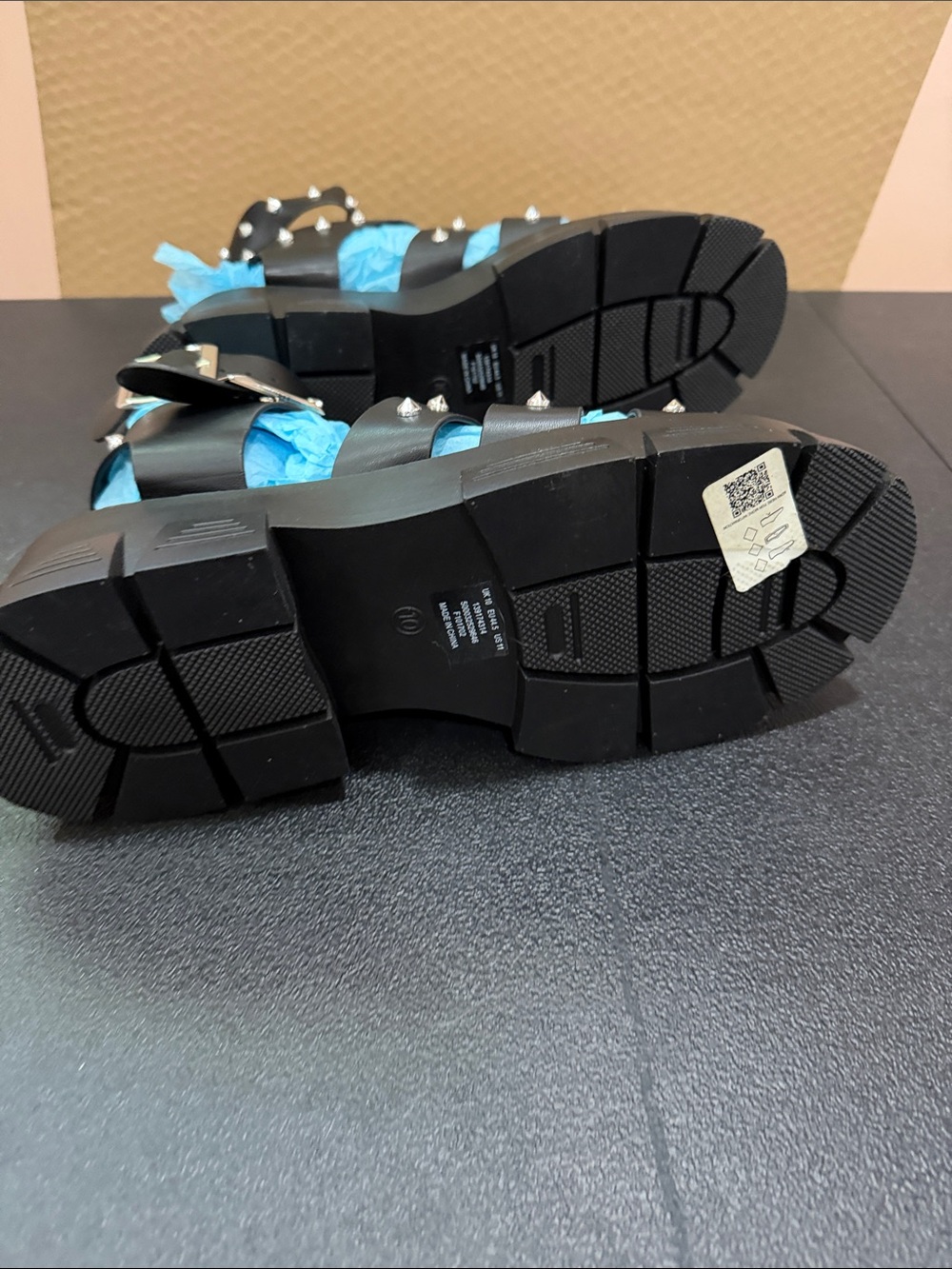 ASOS Black Studded Gladiator Sandals Unisex - Picture 4 of 7